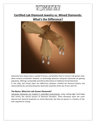 Certified Lab Diamond Jewelry vs. Mined Diamonds What’s the Difference