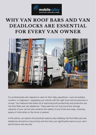 Why Van Roof Bars and Van Deadlocks Are Essential for Every Van Owner (1)