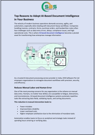 Top Reasons to Adopt AI-Based Document Intelligence in Your Business