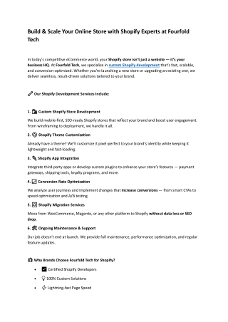 Expert Shopify Development Services in India  Fourfold Tech