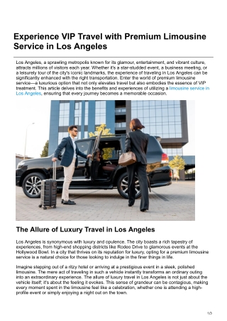 Experience VIP Travel with Premium Limousine Service in Los Angeles