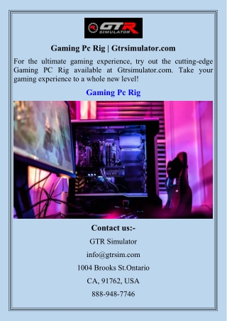 Gaming Pc Rig  Gtrsimulator.com