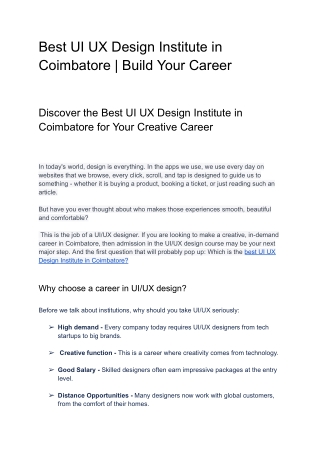 Best UI UX Design Institute in Coimbatore _ Build Your Career