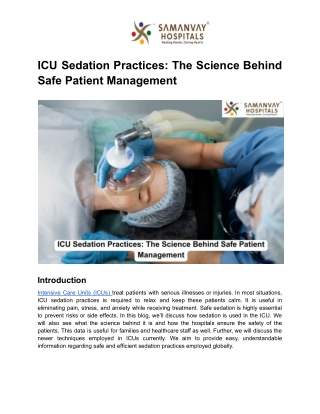 ICU Sedation Practices_ The Science Behind Safe Patient Management