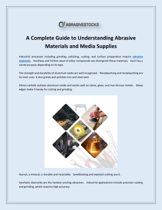 A Complete Guide to Understanding Abrasive Materials and Media Supplies