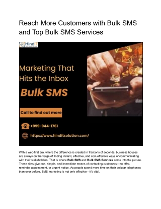 Reach More Customers with Bulk SMS and Bulk SMS Services