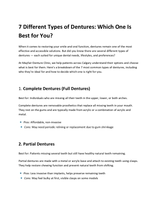 7 Different Types of Dentures Which One Is Best for You