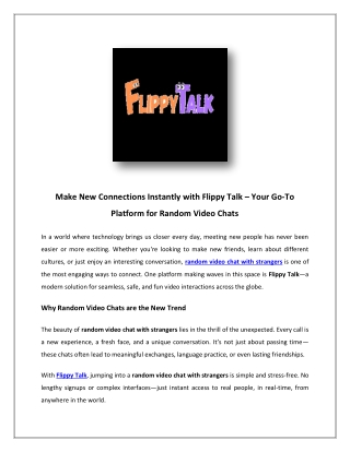Make New Connections Instantly with Flippy Talk – Your Go-To Platform for Random
