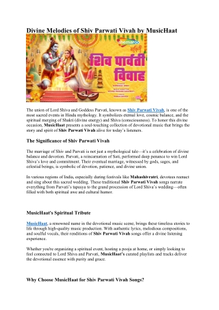 Divine Melodies of Shiv Parwati Vivah by MusicHaat
