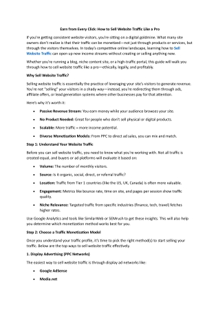 Earn from Every Click - How to Sell Website Traffic Like a Pro