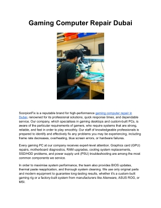 Gaming Computer Repair Dubai