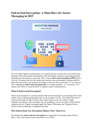 End-to-End Encryption A Must-Have for Secure Messaging in 2025