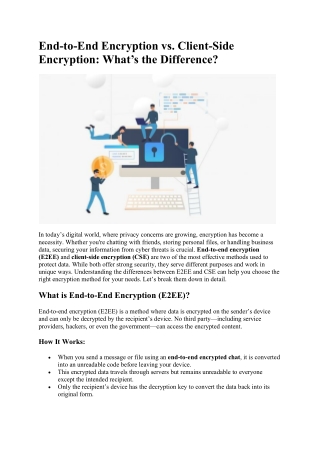 End-to-End Encryption vs. Client-Side Encryption What’s the Difference