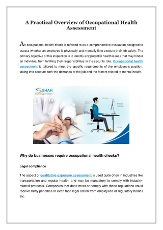 A Practical Overview of Occupational Health Assessment