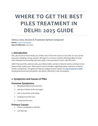 WHERE TO GET THE BEST PILES TREATMENT IN DELHI 2025 GUIDE