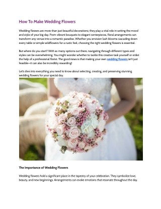 How To Make Wedding Flowers