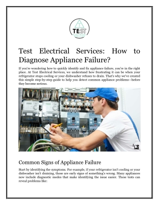How to Diagnose Appliance Failure
