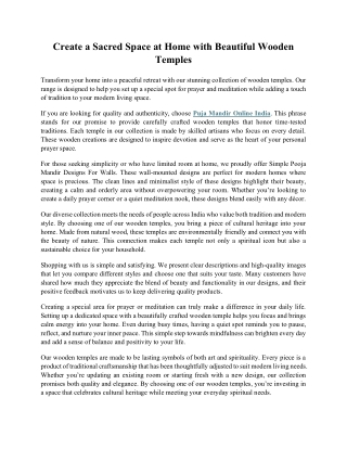 Create a Sacred Space at Home with Beautiful Wooden Temples