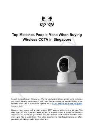 Top Mistakes People Make When Buying Wireless CCTV in Singapore