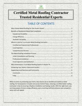 Certified Metal Roofing Contractor Trusted Residential Experts