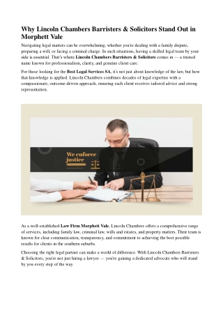 Why Lincoln Chambers Barristers & Solicitors Stand Out in Morphett Vale