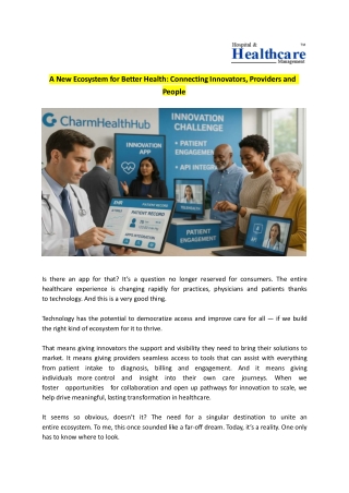 Connecting Innovators, Providers and People