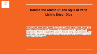 Behind the Glamour: The Style of Perla Lichi’s Décor Diva