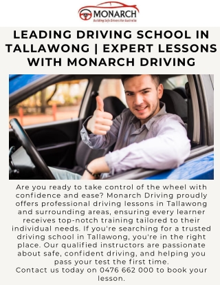 Top-Rated Driving School in Tallawong – Monarch Driving