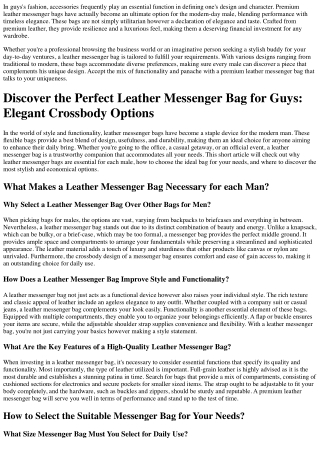 Premium Leather Messenger Bags for Guy - Stylish Options for each Man