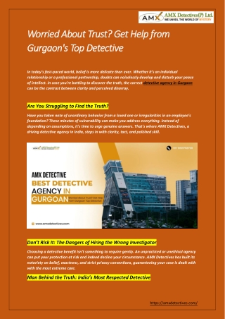 Worried About Trust? Get Help from Gurgaon's Top Detective