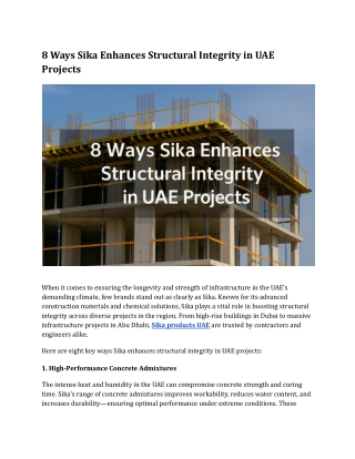 8 Ways Sika Enhances Structural Integrity in UAE Projects
