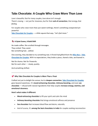 Tabs Chocolate: A Couple Who Crave More Than Love