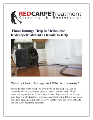 Flood Damage Help in Melbourne – Redcarpetreatment Is Ready to Help