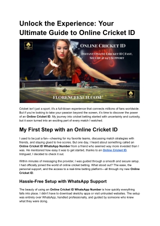 Unlock the Experience: Your Ultimate Guide to Online Cricket ID