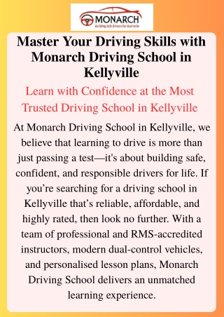 Reliable Driving School in Kellyville – Monarch Driving