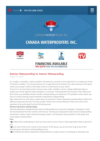Interior vs Exterior Waterproofing