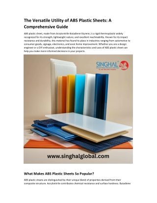 The Versatile Utility of ABS Plastic Sheets