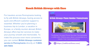 British Airways Phone Number Pennsylvania