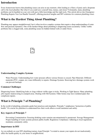 **Emergency Plumbing Repairs You Can Handle Yourself!**