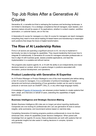 Top Job Roles After a Generative AI Course