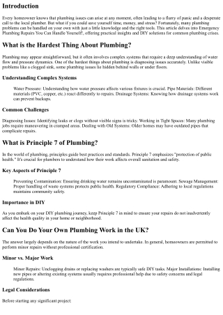 **Emergency Plumbing Repairs You Can Handle Yourself!**