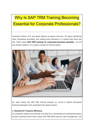 Why Is SAP TRM Training Becoming Essential for Corporate Professionals?