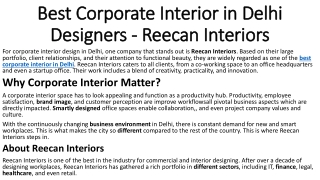 Functional & Aesthetic Best Corporate Interior in Delhi – Reecan Interiors