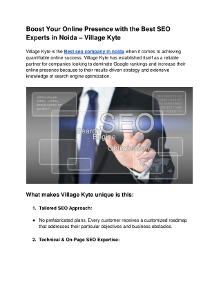 Boost Your Online Presence with the Best SEO Experts in Noida – Village Kyte