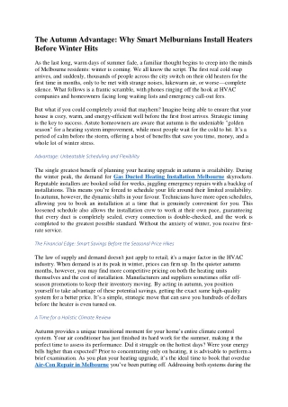 The Autumn Advantage Why Smart Melburnians Install Heaters Before Winter Hits