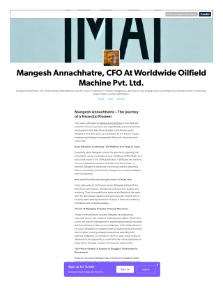 Mangesh Annachhatre – The Journey of a Financial Pioneer