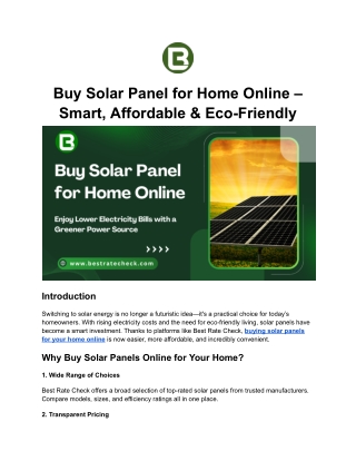 Affordable Ways to Buy Solar Panels for Homes Online
