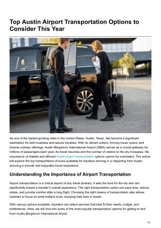 Top Austin Airport Transportation Options to Consider This Year