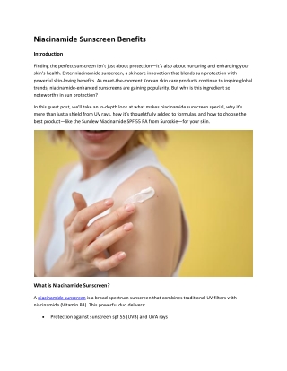 Niacinamide Sunscreen Benefits