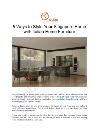 5 Ways to Style Your Singapore Home with Italian Home Furniture